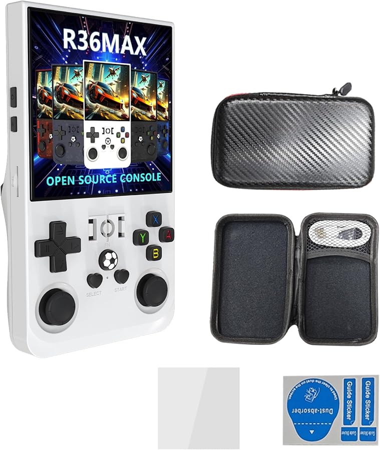 White Open Source R36Max 4 Inch Handheld Video Game Console Pocket Player Gift - Image 4